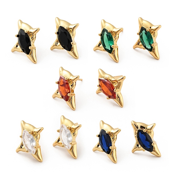 

PandaHall Cubic Zirconia Star Stud Earrings, Real 18K Gold Plated Brass Jewelry for Women, Cadmium Free & Nickel Free & Lead Free, Mixed..., Multicolor