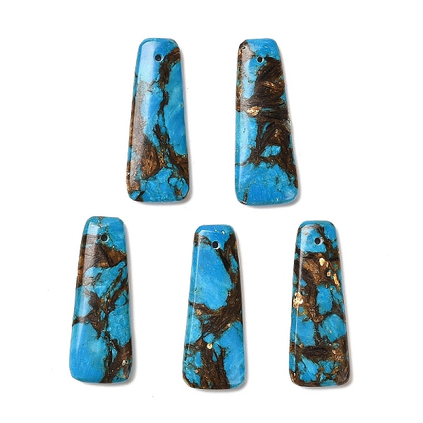 

PandaHall Assembled Bronzite and Synthetic Turquoise Pendants, Trapezoid Charms, Dyed & Heated, 41~42x15~16x4~5mm, Hole: 1.5mm Mixed Stone...