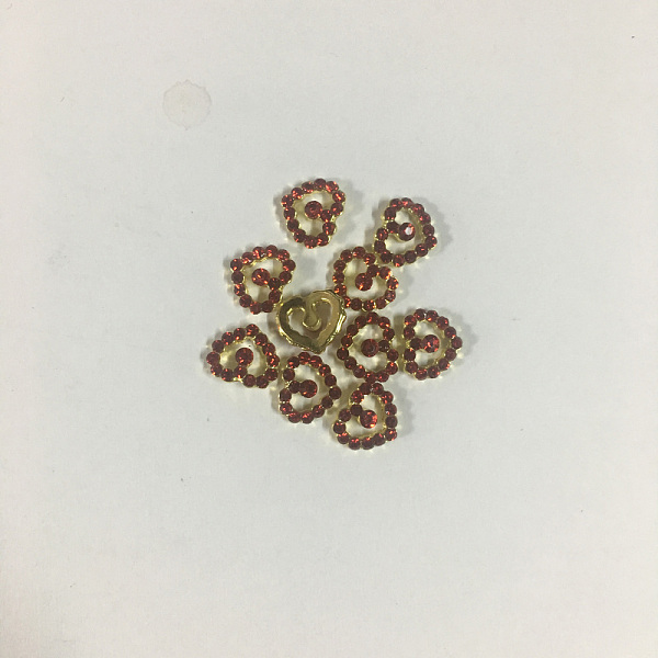 

PandaHall Alloy Rhinestone Cabochons, Nail Art Decoration Accessories, Cadmium Free & Lead Free, Heart, Golden, Light Siam, 7x8x3mm..., Red