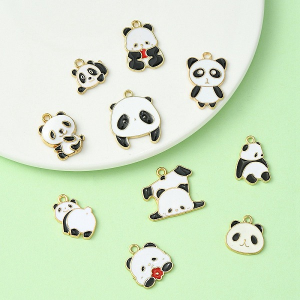 

PandaHall 10Pcs 10 Style Alloy Enamel Pendants, Panda Charms, White, 14~25x14~23x1~4mm, Hole: 1.6~2mm, 1pc/style Alloy+Enamel Panda White
