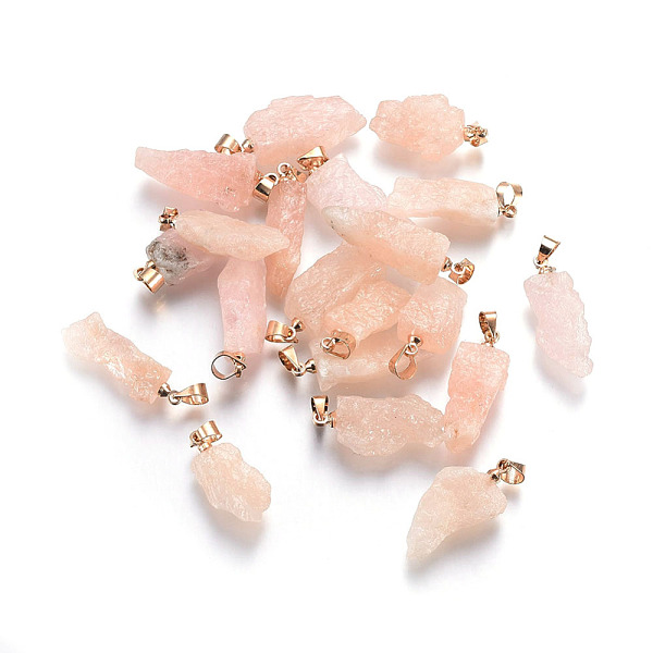 

PandaHall Natural Pink Morganite Pendants, with Brass Findings, Nuggets, Light Gold, 18~30x6~13x5~9mm, Hole: 4x4.5mm Morganite Nuggets Pink