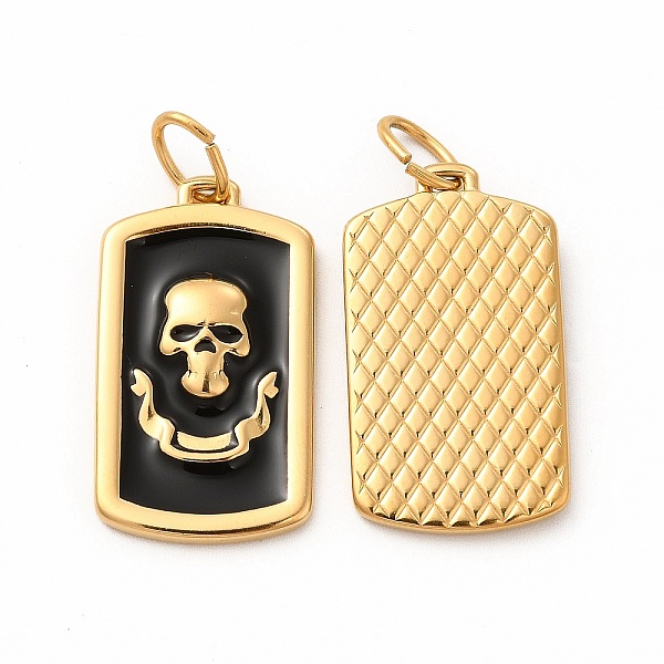 

PandaHall Ion Plating(IP) 304 Stainless Steel Pendants, with Enamel and Jump Rings, Rectangle with Skull, Golden, 28.5x16x3mm, Hole: 3.8x6mm..., Black
