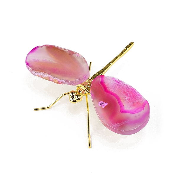 

PandaHall Dyed Natural Agate Slice Display Decorations, Reiki Energy Stone Statue, Dragonfly, Fuchsia, 110~160x80x28mm Natural Agate..., Pink