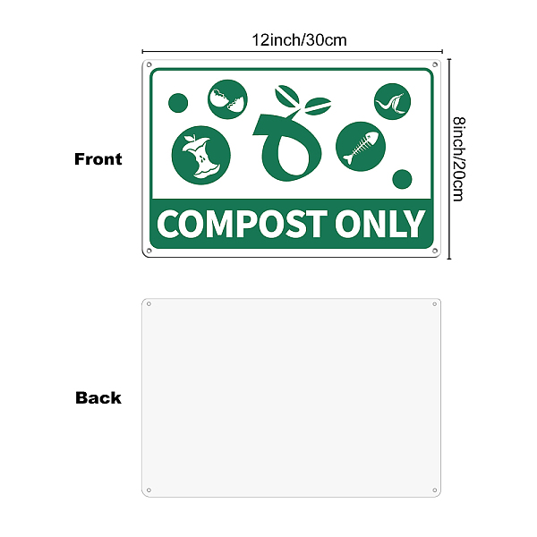 

PandaHall UV Protected & Waterproof Aluminum Warning Signs, COMPOST ONLY, Colorful, 30x20cm, Hole: 4mm Aluminum