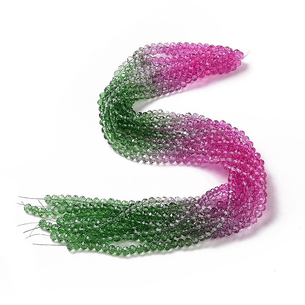 

PandaHall Transparent Glass Beads Strands, Faceted, Rondelle, Colorful, 6x5mm, Hole: 1.2~1.4mm, about 85~88pcs/strand, 16.54~16.93 inch...