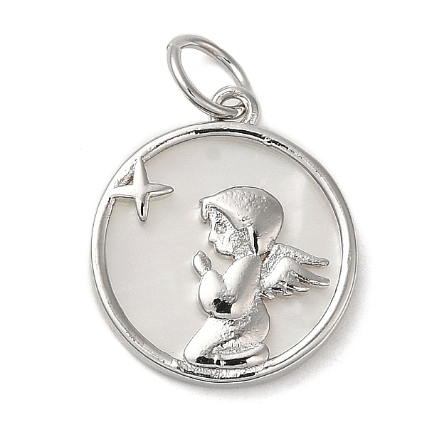 

PandaHall Natural Shell Pendants, Rack Plating Brass Prayer Angel Charms, with Jump Ring, Lead Free & Cadmium Free, Platinum..., White