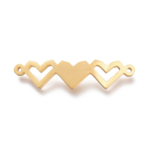

PandaHall 304 Stainless Steel Links Connectors, Laser Cut, 3 Connected Heart, Golden, 7x28.5x1mm, Hole: 1mm 304 Stainless Steel Heart