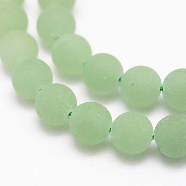 PandaHall Frosted Round Natural Green Aventurine Beads Strands, 10mm, Hole: 1mm, about 38pcs/strand, 15.5 inch Green Aventurine Round