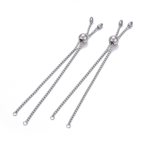 

PandaHall 304 Stainless Steel Slider Bracelet/Bolo Bracelets Making, with Box Chains, Stainless Steel Color, 10-5/8 inch(27cm) 304 Stainless...
