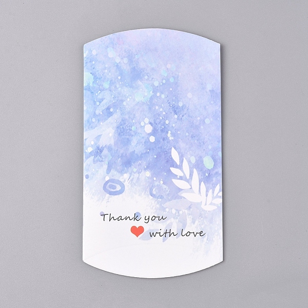 

PandaHall Paper Pillow Boxes, Gift Candy Packing Box, Word Thank You with Love, Light Blue, Box: 12.5x7.6x1.9cm, Unfold: 14.5x7.9x0.1cm...