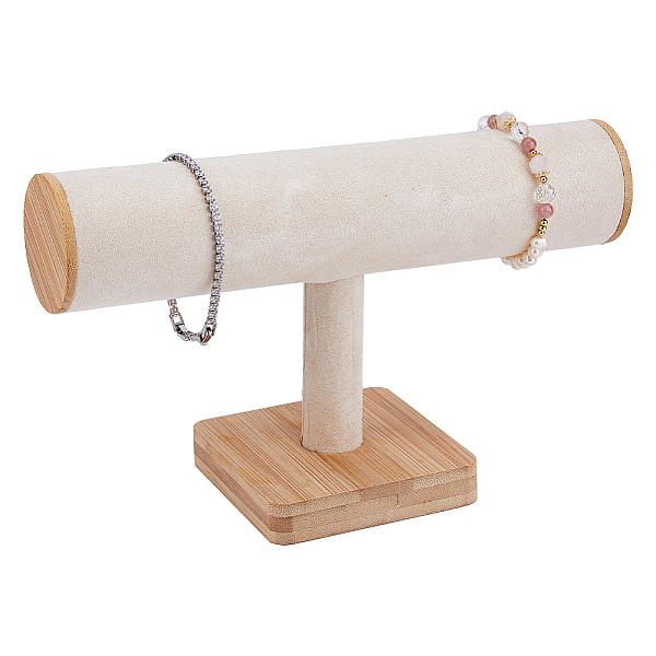 DICOSMETIC 1Pcs Velvet T-bar Display Stand Watch Bracelet Holder Bangle Display Tower Wood Base Organizer Jewelry Holder for Selling...