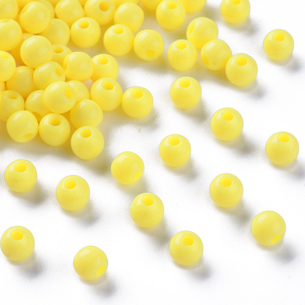 

PandaHall Opaque Acrylic Beads, Round, Yellow, 6x5mm, Hole: 1.8mm, about 4400pcs/500g Acrylic Round Yellow