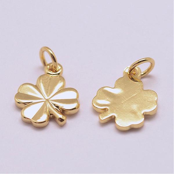 

PandaHall Brass Charms, Cadmium Free & Nickel Free & Lead Free, Clover, Real 18K Gold Plated, 11x8x1mm, Hole: 2.5mm Brass Clover