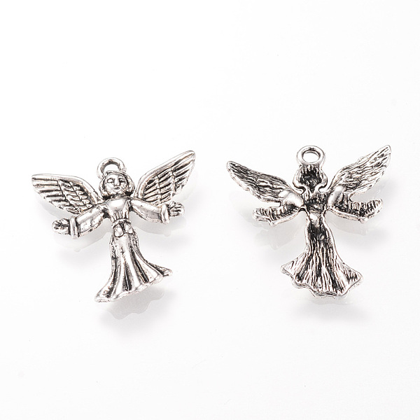 

PandaHall Tibetan Style Alloy Pendants, Angel, Cadmium Free & Nickel Free & Lead Free, Antique Silver, 25x24x3mm, Hole: 2mm, about...