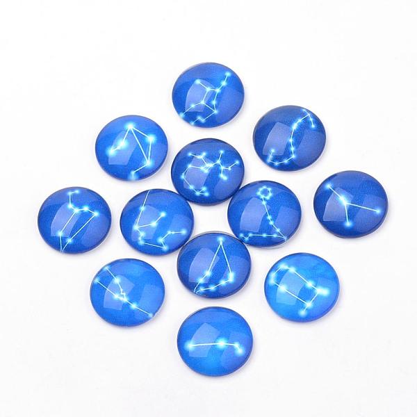 

PandaHall Flatback Glass Cabochons for DIY Projects, Constellation/Zodiac Sign Pattern, Dome/Half Round, Cornflower Blue, 16x4mm Glass...