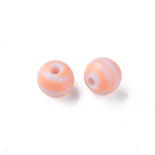

PandaHall Opaque Striped Acrylic Beads, Round, Light Salmon, 10mm, Hole: 2mm, about 940pcs/500g. Acrylic Round