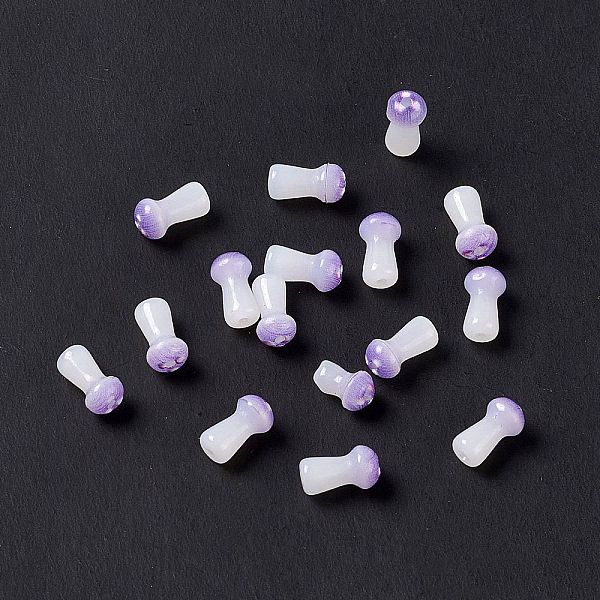 

PandaHall Opaque Glass Beads, Mushroom, Medium Purple, 8x4.5mm, Hole: 1mm, about 96~98pcs/bag Glass Mushroom