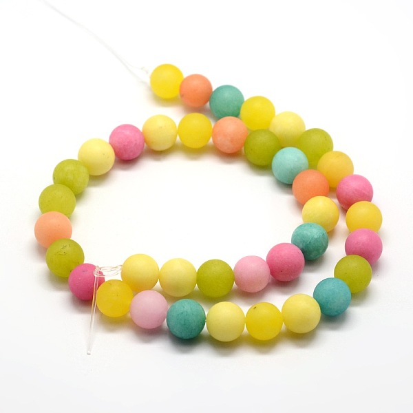 

PandaHall Frosted Natural Malaysia Jade Round Beads Strands, Dyed, Mixed Color, 10mm, Hole: 1mm, about 38pcs/strand, 15.7 inch Malaysia Jade..., Multicolor
