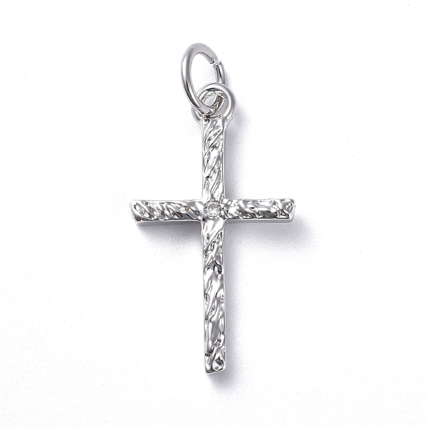 

PandaHall Brass Micro Pave Cubic Zirconia Pendants, Long-Lasting Plated, Cross, Clear, Real Platinum Plated, 20x11x1.9mm, Hole: 3.5mm...