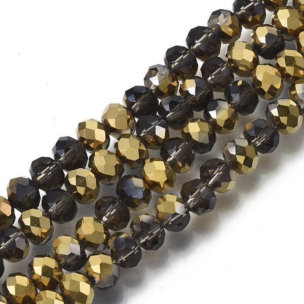 

PandaHall Electroplate Transparent Glass Beads Strands, Half Golden Plated, Faceted, Rondelle, Tan, 4x3mm, Hole: 0.4mm, about..., Orange
