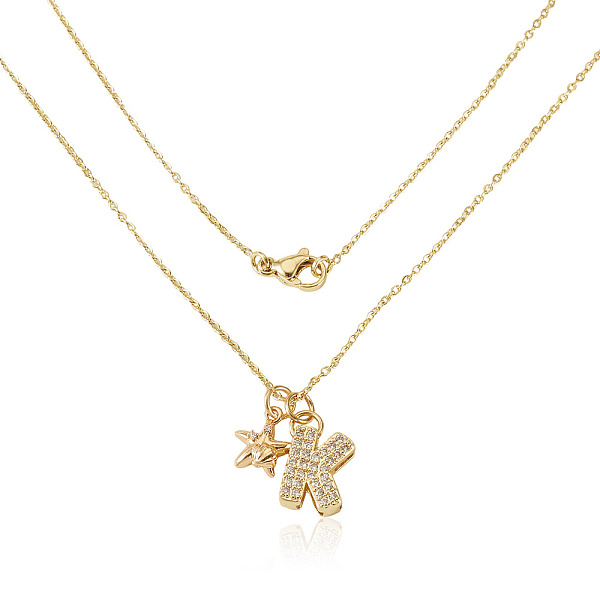 Colliers pendentifs en laiton sertis de micro-pavés de zirconiums cubiques transparents et de strass
