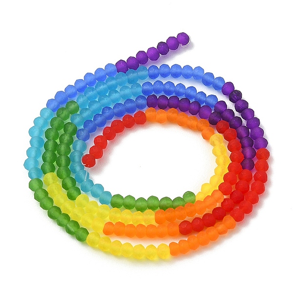 

PandaHall Rainbow Color 7 Colors Transparent Frosted Glass Beads Strands, Segmented Multi-color Beads, Faceted Rondelle, Colorful, 3x2.5mm...