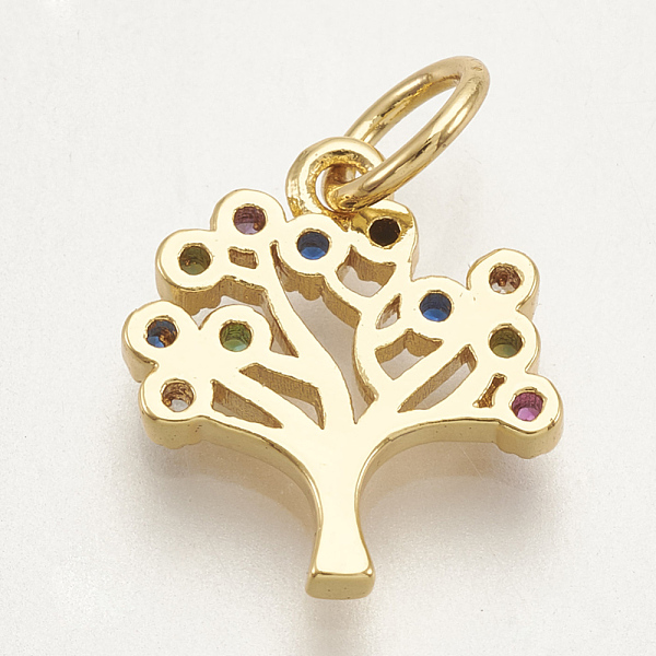 

PandaHall Brass Micro Pave Cubic Zirconia Charms, Tree, Colorful, Golden, 11x10.5x1.5mm, Hole: 3mm Brass+Cubic Zirconia Tree