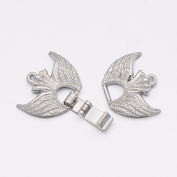 

PandaHall Alloy Fold Over Clasps, Platinum, 34x21x4mm, Hole: 1mm Alloy