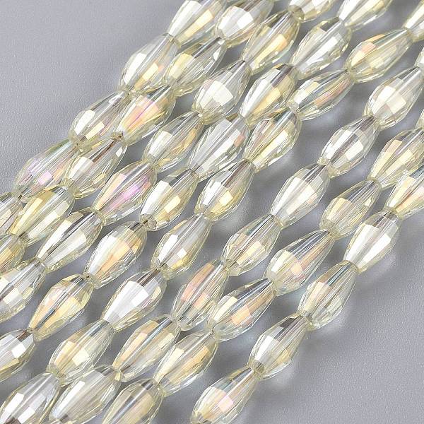 

PandaHall Electroplated Glass Beads Strands, Full Rainbow Plated, Rice Shape, Champagne Yellow, 8.5x4mm, Hole: 1mm, about 72pcs/Strand...