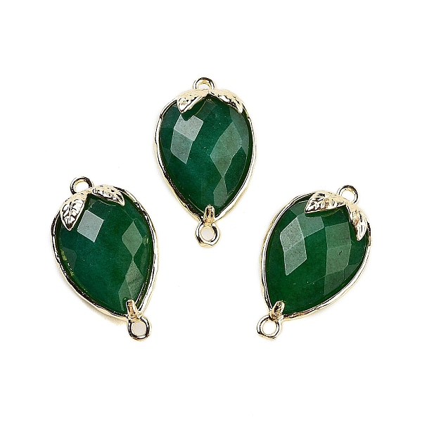 

PandaHall Dyed Natural Malaysia Jade Faceted Teardrop Connector Charms, Brass Green Strawberry Links, Golden, 20x11.5x5mm, Hole: 1.2mm...
