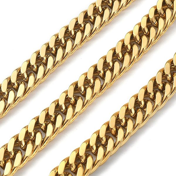 

PandaHall Ion Plating(IP) 304 Stainless Steel Cuban Link Chains, Diamond Cut Chains, Unwelded, with Spool, Golden, 19x14x6.5mm 304 Stainless...