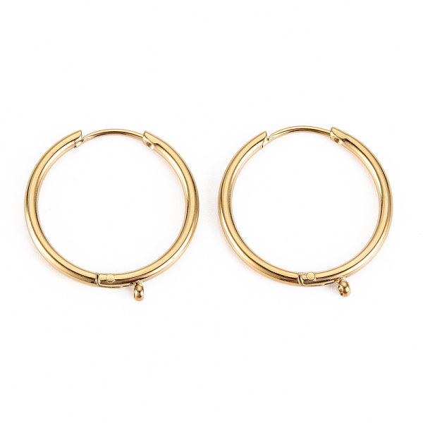 

PandaHall 316 Surgical Stainless Steel Huggie Hoop Earring Findings, with Vertical Loop, Ring, Real 14K Gold Plated, 21x19x2mm, Hole: 1mm...