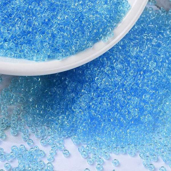 

PandaHall MIYUKI Round Rocailles Beads, Japanese Seed Beads, 15/0, (RR148) Transparent Aqua, 15/0, 1.5mm, Hole: 0.7mm, about 250000pcs/pound..., Cyan