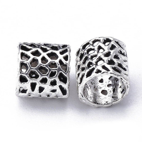 

PandaHall Tibetan Style Hollow Alloy European Beads, Large Hole Beads, Cadmium Free & Lead Free, Column, Antique Silver, 8x8mm, Hole: 6mm...