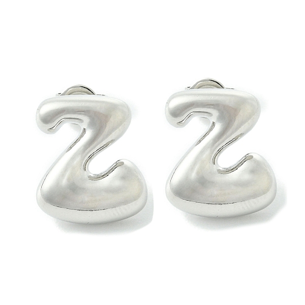 

PandaHall Rack Plating Brass Earrings, Cadmium Free & Lead Free, Long-Lasting Plated, Stud Earrings, Alphabet, Platinum, Letter Z, 14x12mm...