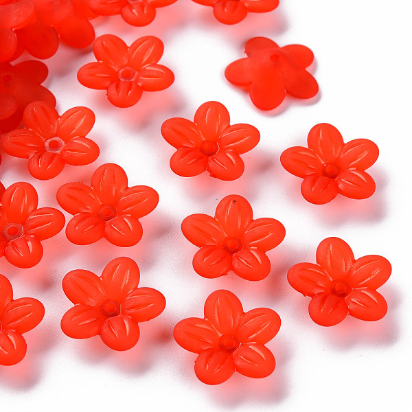 

PandaHall Frosted Acrylic Bead Caps, 5-Petal, Flower, Red, 19.5x20x5.5mm, Hole: 1.6mm, about 740pcs/500g Acrylic Red