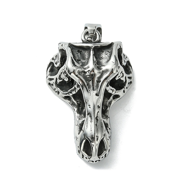 

PandaHall 304 Stainless Steel Big Pendants, Wolf Skull Charm, Antique Silver, 52.5x27.5x17mm, Hole: 10x5.5mm 304 Stainless Steel Wolf