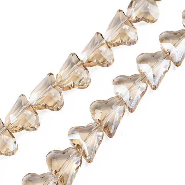 

PandaHall Electroplate Transparent Glass Beads Strands, Faceted, Heart, BurlyWood, 12x10x5mm, Hole: 1mm, about 60Pcs/strand, 24.41 inch..., Orange