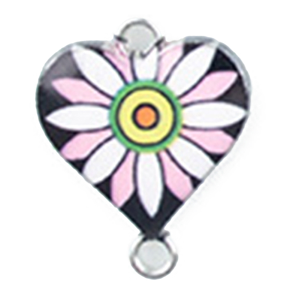 

PandaHall Alloy Enamel Connector Charms, Heart-Shaped Links with Flower Pattern, Platinum, Colorful, 20x16mm Alloy+Enamel Flower