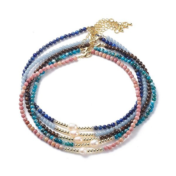 

PandaHall Natural Gemstone & Pearl Beaded Necklace for Women, 15.63 inch(39.7cm) Mixed Stone