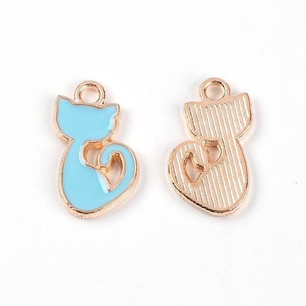 

PandaHall Zinc Alloy Enamel Pendant, Light Gold, Cat, Light Sky Blue, 15x10x1.5mm, Hole: 1.5mm Alloy+Enamel Cat Shape