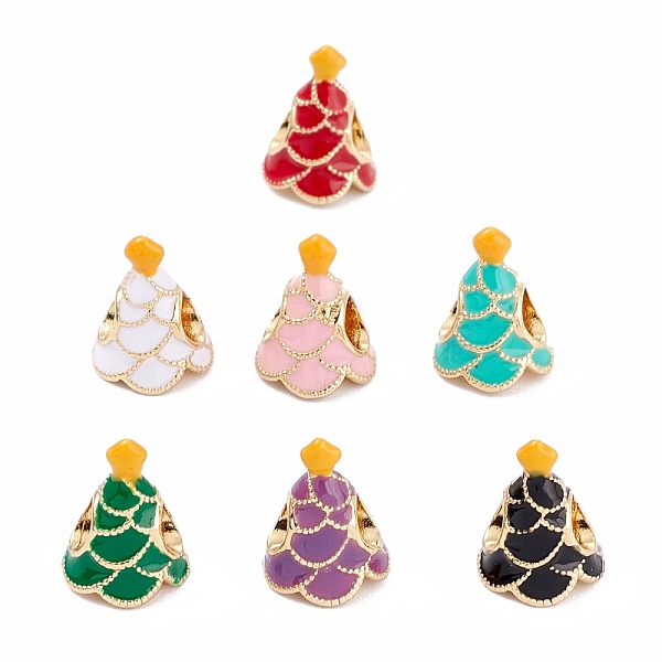 

PandaHall Brass Enamel European Beads, Large Hole Beads, Real 18K Gold Plated, Long-Lasting Plated, Christmas Tree, Mixed Color..., Multicolor