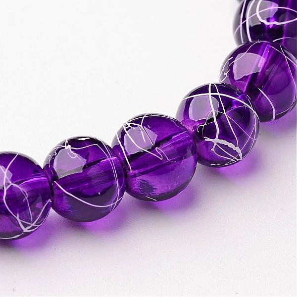 

PandaHall Drawbench Transparent Glass Beads Strands, Spray Painted, Round, Indigo, 8mm, Hole: 1.3~1.6mm, 31.4 inch Glass Round Purple