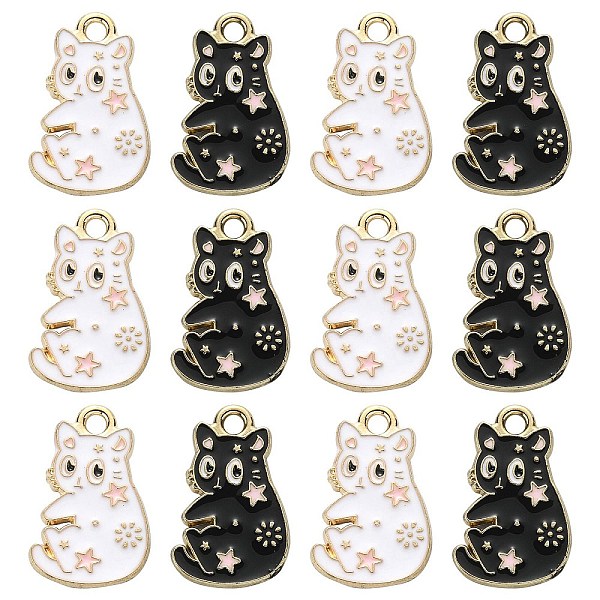 

PandaHall 20Pcs 2 Styles Alloy Enamel Pendants, Cat Charms, Light Gold, Mixed Color, 20x12.5x1.3mm, Hole: 2mm, 10pcs/style Alloy+Enamel Cat..., Multicolor