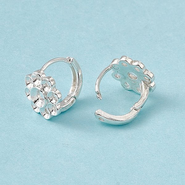 

PandaHall Brass Hoop Earring Findings, Earring Settings, Flower, Cadmium Free & Lead Free, 925 Sterling Silver Plated, 11x12.5x10mm, Hole...