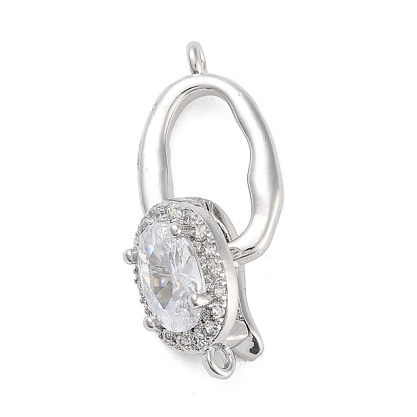 

PandaHall Rack Plating Brass Micro Pave Cubic Zirconia Fold Over Clasps, Cadmium Free & Lead Free, Long-Lasting Plated, Oval, Platinum, 24mm..., Clear