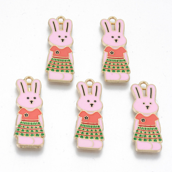 

PandaHall Alloy Enamel Pendants, Cadmium Free & Lead Free, Rabbit, Light Gold, Colorful, 31.5x11x1.5mm, Hole: 1.8mm Alloy+Enamel Rabbit