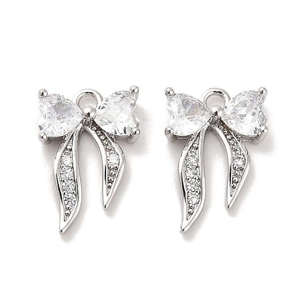 

PandaHall Brass Micro Pave Clear Cubic Zirconia Charms, with Glass, Bowknot, Real Platinum Plated, 13.5x9x3mm, Hole: 1.4mm Brass+Cubic...