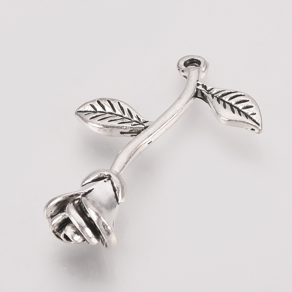 

PandaHall Tibetan Style Alloy Pendants, Flower, Cadmium Free & Lead Free, Antique Silver, 33x18x7.5mm, Hole: 1.5mm, about 315pcs/1000g Alloy...