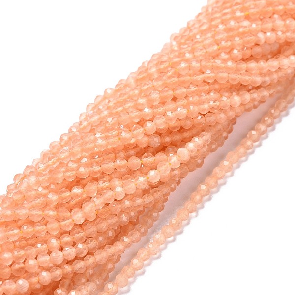 

PandaHall Cat Eye Beads Strands, Round, Faceted, Light Salmon, 3mm, Hole: 0.2mm, 14.17 inch(36cm), 122pcs/strand Glass Round